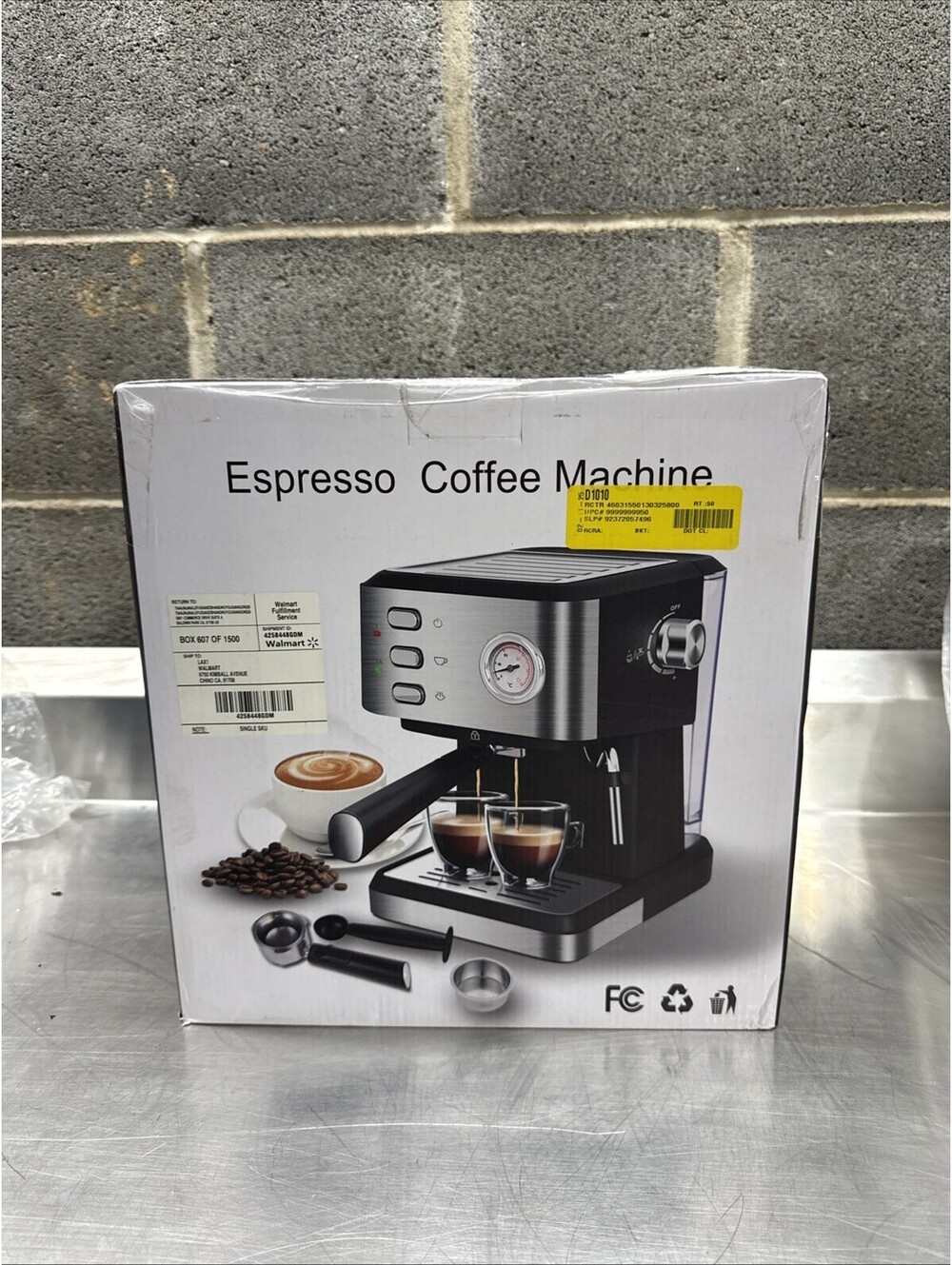 Espresso Machine 20 Bar, 1.5L Water Tank Pressure Gauge Milk Frother Steam(B154)